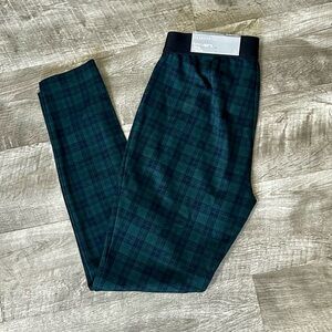 Talbots Soho Legging Ankle Elastic Waist Tartan Plaid Slimming Spruce Green - 2P
